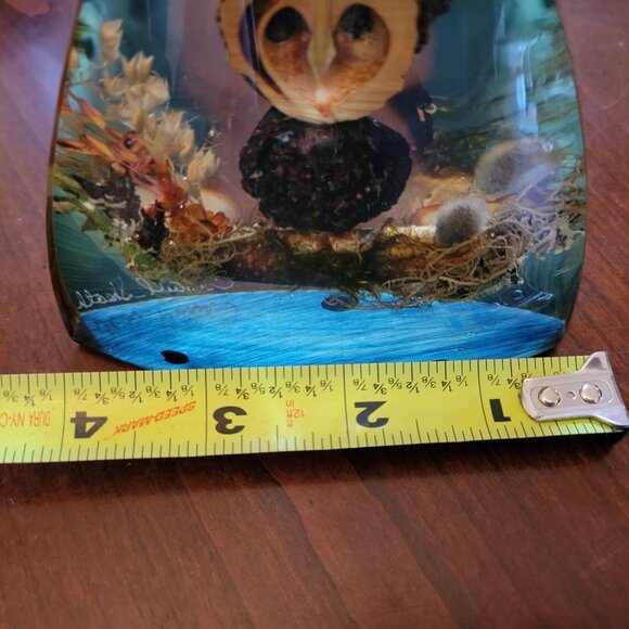 Handcrafted Resin Owl Figurine With Natural Wood & Dried Botanicals Encased In C - Picture 6 of 6